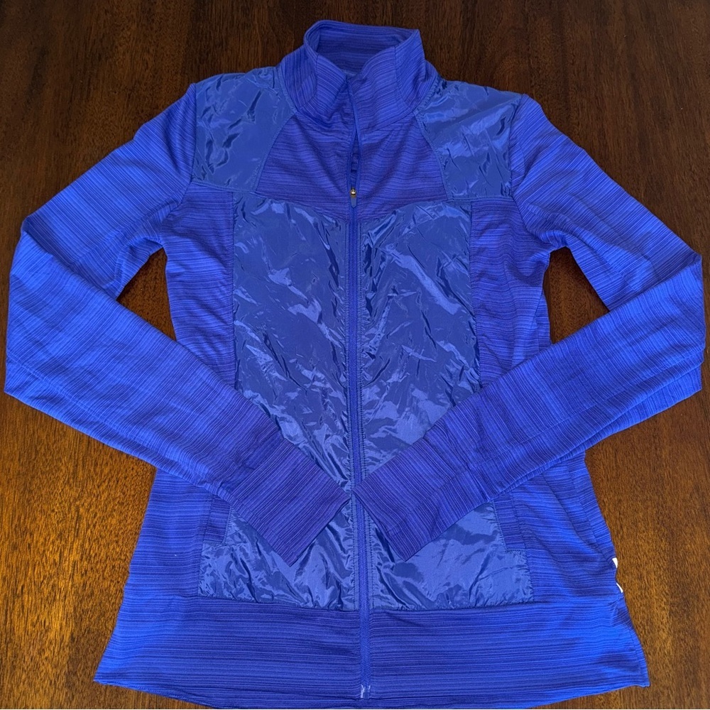 Mondetta Long Sleeve Zip Up Top Nylon Jacket Royal Blue Size Medium